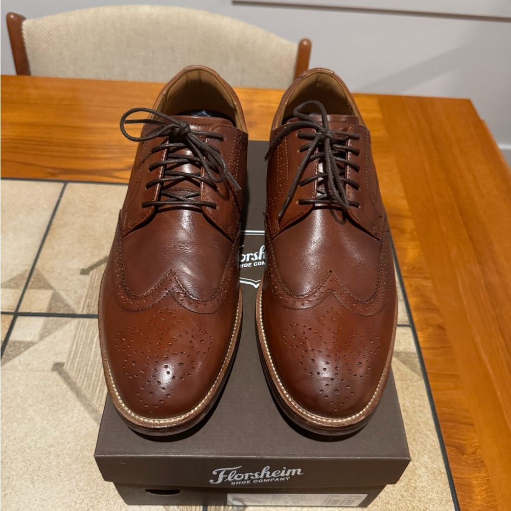 Florsheim Rucci Wingtip Oxford Leather Cognac size 9 M